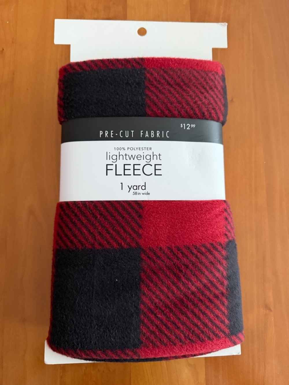 Lightweight Red and Black Buffalo Plaid Fleece Fabric • 1 Yard • NWT